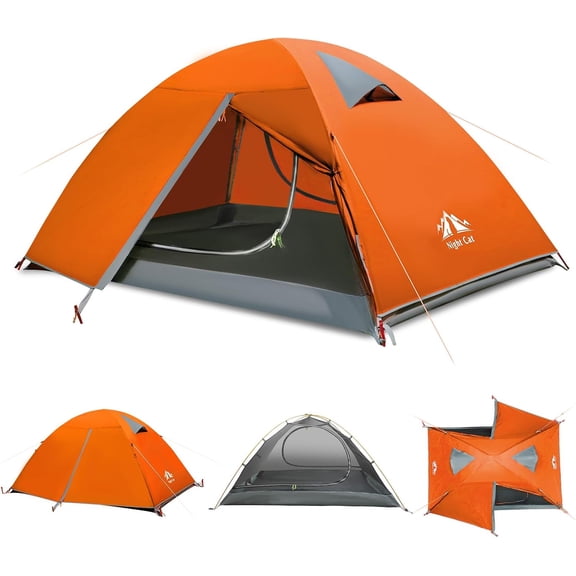 2-Person Waterproof Lightweight Backpacking Tent with Aluminum Poles and Rainfly Pure Orange