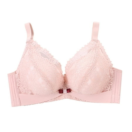 SMihono Full Coverage Bra for Women Lace Glamorette Plus Size Wireless Minimizer Bras Comfort Full Coverage Push Up Bralette Pink 36