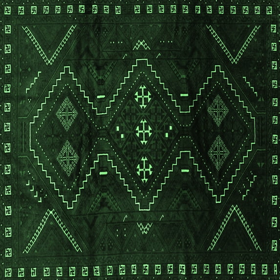 Ahgly Company Indoor Square Persian Emerald Green Traditional Area Rugs, 3' Square