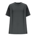 thumbnail image 4 of Camisas de Manga Corta para las Mujeres Casual Cuello Redondo Sólido, Mezcla de Algodón Moda de Verano Blusa Superior, 4 of 9