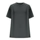 thumbnail image 4 of Camisas de Manga Corta para las Mujeres Casual Cuello Redondo Sólido, Mezcla de Algodón Moda de Verano Blusa Superior, 4 of 9