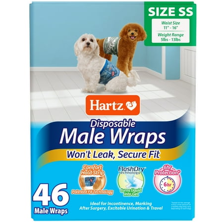 UPC: 0032700112462 | Hartz Disposable Male Dog Diaper Wrap| Superior Leak Proof Protection | Size SS | Pack of 46