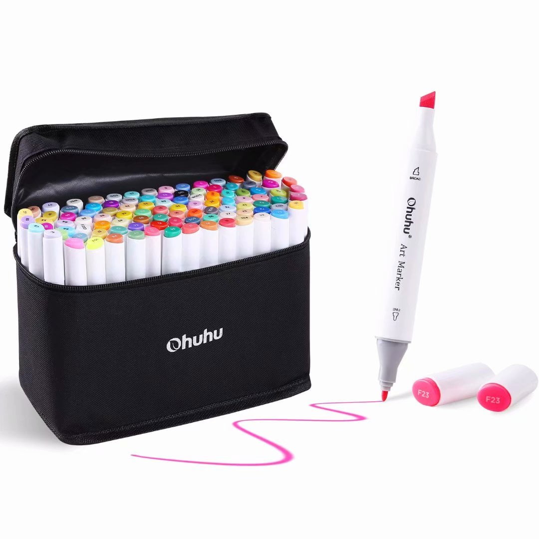 vanavond chef Verslaggever Ohuhu Art Markers Set, 100 Colors Dual Tips Coloring Marker Pens  Highlighters - Walmart.com