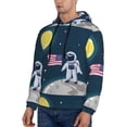thumbnail image 2 of KLL Astronaut With USA Flag Print Mens Hoodie Long Sleeve Casual Pullover Hooded Sweatshirt Fashion Drawstring Hoodies with Pocket-Small, 2 of 6