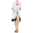 thumbnail image 3 of HAPPY BAY Women's Chiffon Summer Beach Open Front Holiday Kimono Beachwear Duster Cardigans for Women XL-XXL Charcoal_AB787, 3 of 4