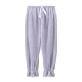 thumbnail image 3 of Kelon Women's Casual Pants, Women Fleece Pajama Pants Warm Loungewear Loose Soft Pajamas Solid Color Patterned Nightwear, L, 3 of 4