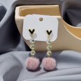 thumbnail image 3 of Fiaya Women Pom Pom Earrings for Women, Trendy Puffy Dangle Earrings, Faux Fur Ball Fluffy Earrings, Prom Puffy Round Earrings, Fun Fairy Earrings for women (Pink), 3 of 3