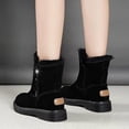 thumbnail image 2 of Botas de nieve de mujer de moda de invierno de media pantorrilla con forro polar, gruesas, cálidas, acolchadas de algodón, botas de invierno para mujer con piel integrada, 2 of 6