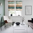 thumbnail image 4 of Farmhouse Teal Brown Kitchen Curtains Small Short 39 Inch Length, Retro Ombre Wooden Grommet Top Bedroom Living Room Curtains, Light Filtering Cafe Curtain Drapes 2 Panels Set 55''x39'', 4 of 9