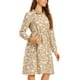thumbnail image 4 of INSPIRE CHIC Vestido de Camisa Midi de Manga Larga con Cuello Floral y Cintura Ajustable para Mujeres L Caqui, 4 of 6