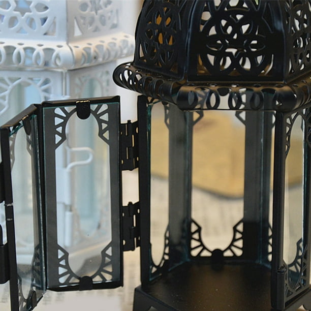 Bougeoir de Style Européen en Verre de Fer Lanterne Chandelier de Style Marocain Lanterne de Bougie Verre Transparent Noir Blanc Couleurs Facultatives