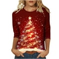 thumbnail image 3 of LSLJS T-Shirt for Women Plus Size 3/4 Sleeve Crew Neck Tops Funny Christmas Tree Printed Graphic Tees, Gifts for Women, S-5XL, 3 of 6