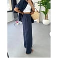 thumbnail image 6 of Women's Drawstring Casual Cargo 2-Piece Set,Women Casual Drawstring Waist Shirt Straight Pants Set, 6 of 8