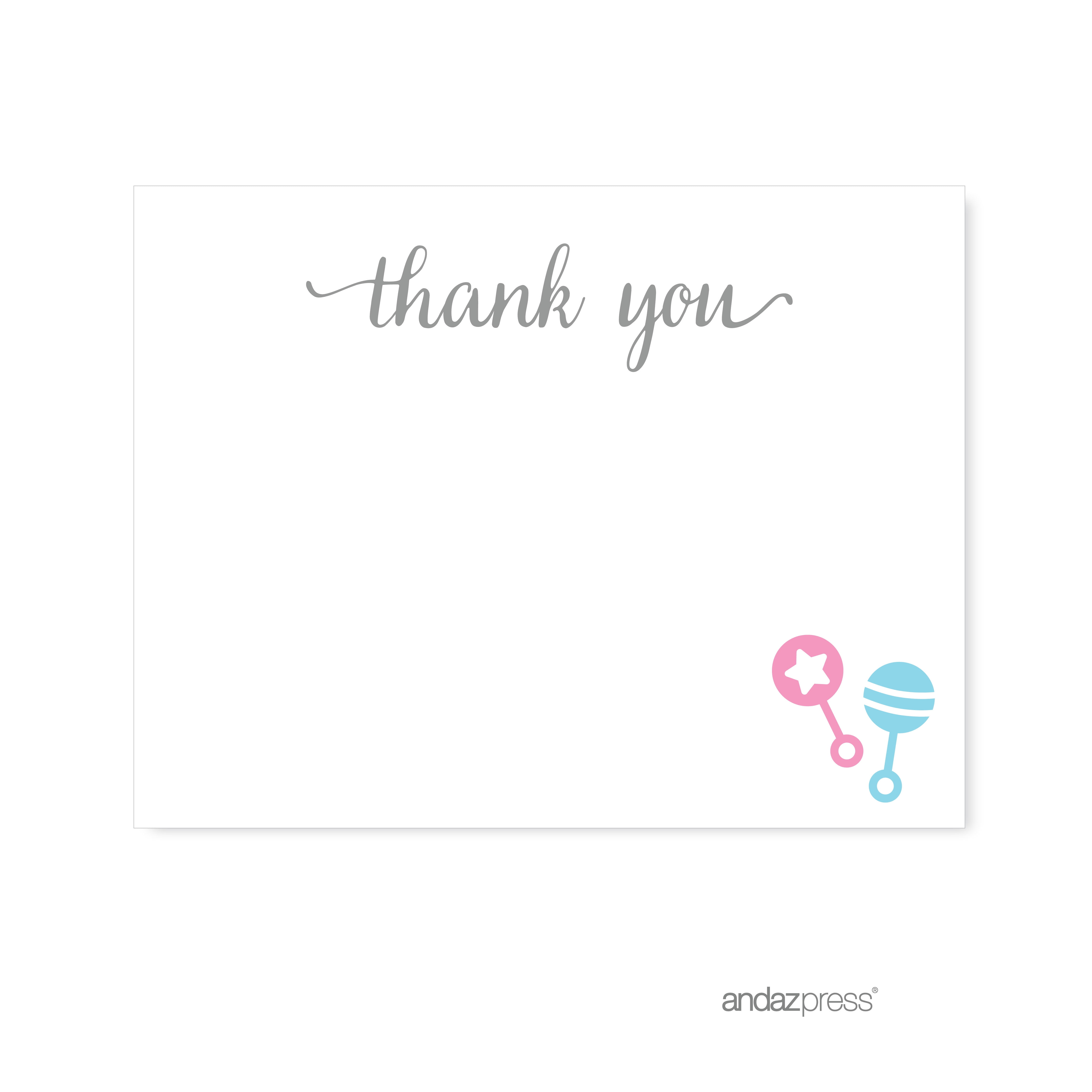 Thank Yous Team Pink/Blue Gender Reveal Baby Shower Party Blank
