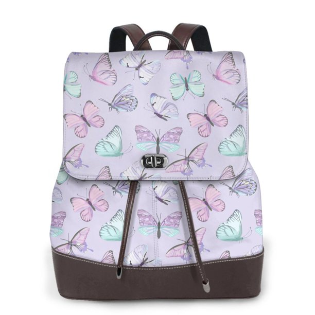 Fotbe Purple Butterfly Mochila Bolso con Estampado para Mujer, Mochila Antirrobo de Nylon Impermeable, Bolsa Ligera de Hombro