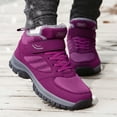 thumbnail image 2 of Outdoor Snow Boots for Women Men Waterproof Nonslip Hiking Winter Booties Lace up Hook and Loop Athletic Ankle Boots Purple 8.5, 2 of 6