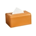thumbnail image 2 of Porta Pañuelos con Textura de Cuero | Dispensador de Pañuelos de Plástico Resistente para Mesa de Centro | Servilletero Decorativo para El Hogar y La Sala de Estar | Colores Blanco, Naranja y Gris, 2 of 6