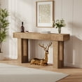 thumbnail image 5 of Farmhouse Console Table 63" Rustic Entryway Table with Open Shelves, Vintage Sofa Table with Knife Cut Wood Grain for Hallway, Living Room, Foyer, 5 of 7