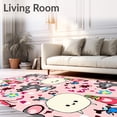 thumbnail image 2 of ODIKA 8'x10' Machine Washable Non-Slip Area Rug, Playful Animal Friends Doormat Featuring Smiling Critter Motifs High Traffic Rug with Pad, Pink, 728341, 2 of 8