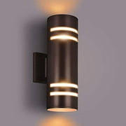 Outdoor Wall Light,Bling Exterior Lighting - ETL Listed,Aluminum Waterproof Wall Mount Cylinder Design - Up Down Light Fixture for Porch, Backyard and Patio [Brown] (Outdoor Wall Light Brown)
