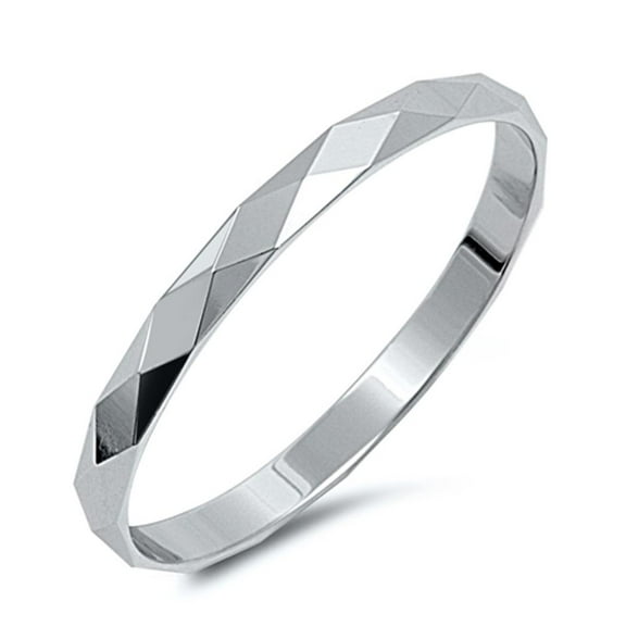 CHOOSE YOUR STYLE Men's Women's Diamond-Cut 2mm Band Ring .925 Sterling Silver Jewelry Female Size 12