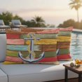 thumbnail image 3 of Lumbar Pillow Covers 20x12 Inch Set of 2, Nautical Anchor Waterproof Outdoor Pillow Covers, Country Vintage Colorful Wooden Plank Decorative Cushion Pillowcases for Couch, Sofa, Bed, Garden, Patio, 3 of 9
