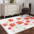 thumbnail image 3 of Area Rugs for Living Room Bedroom, Red Flowers 4'x6' Rug Washable Carpet Runner Indoor Outdoor, Watercolor Spring Country Botanical Floral Non Slip Accent Floor Mats Rug for Kitchen, Office, 3 of 8