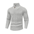 thumbnail image 4 of Colsmile Men Cable Knit Shawl Collar Sweater, Double Button Mock Neck Pullover, Soft Stretch Warm Knit Jumper for Fall Winter Casual Daily Wear, 4 of 10