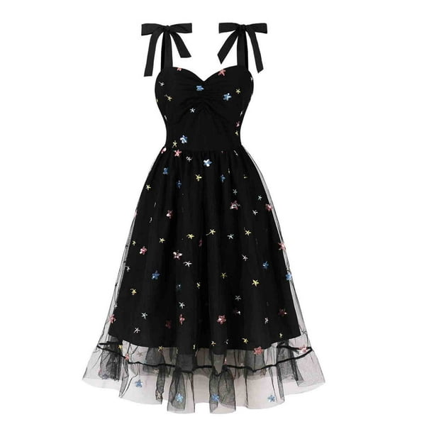 Vestido de Verano para las Mujeres Impresión Sexy sin Mangas Vestido con Cuello en V, Playa Casual Y Ropa de Vacaciones
