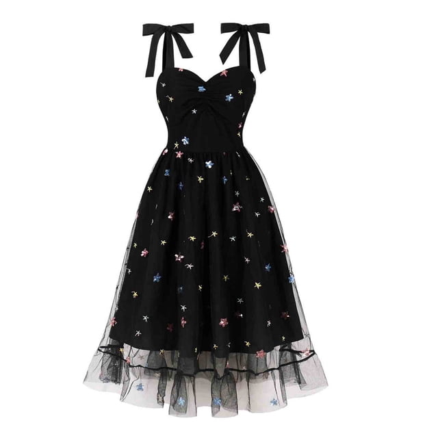 Vestido de Verano para las Mujeres Impresión Sexy sin Mangas Vestido con Cuello en V, Playa Casual Y Ropa de Vacaciones