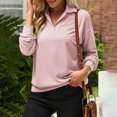 thumbnail image 6 of Sweatshirts For Women Loose Fit Women's Fashion V-Neck Standing Neck Solid Color Long Sleeve Sweatshirt Top, 6 of 6