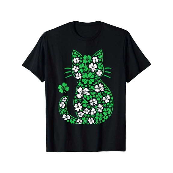 Shamrock Irish Cat Graphic Saint Patrick Day for Cat Lovers T-Shirt