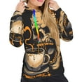 thumbnail image 5 of Yiaed Grim Coffee Skull Print Womens Casual Hoodies Crew Neck Long Sleeve Sweatshirts With Pocket Pullover Tops Women's Hooded Sweatshirt-Large, 5 of 5