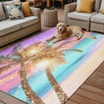 thumbnail image 2 of Fsddascl Coastal Outdoor Rug for Patio/Deck/Porch, Non-Slip Large Area Rug 4 x 6 Ft, Ocean Palm Tree Summer Beach Purple Blue Indoor Outdoor Rugs Washable Area Rugs, Reversible Camping Rug Carpet, 2 of 5