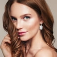 thumbnail image 6 of Bling Jewelry Womens Statement Fashion Emerald Cut CZ Halo Dangle Chandelier Earrings GoldSilver, 6 of 7