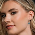 thumbnail image 4 of Gem Stone King 925 Silver and 10K Yellow Gold London Blue Topaz and White Lab Grown Diamond Drop Dangle Earrings for Women | 6.19 Cttw | Gemstone November Birthstone | Oval 10X8MM, 4 of 6