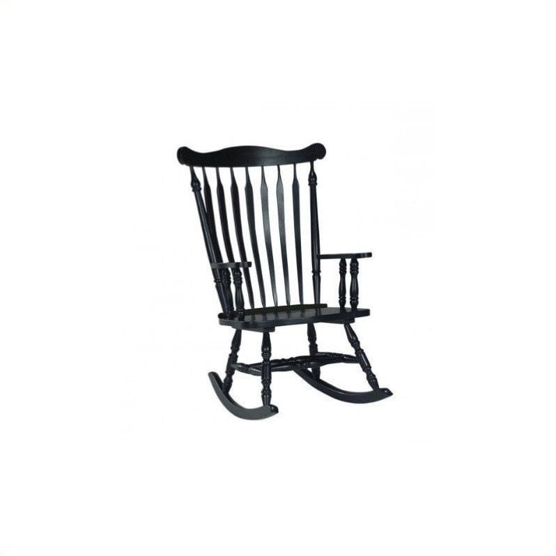 International Concepts Solid Wood Rocking Chair In Antique Black Solid Wood Rocking Chair