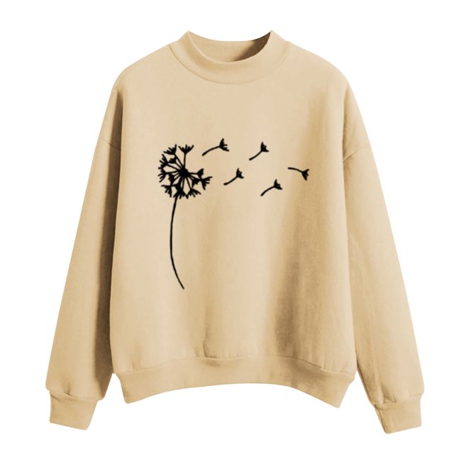 CEHVOM Femmes Mode Décontractée Imprimé Col Rond Ample Manches Longues Hauts Courts Blouse Chandails Sans Capuche Liquidation