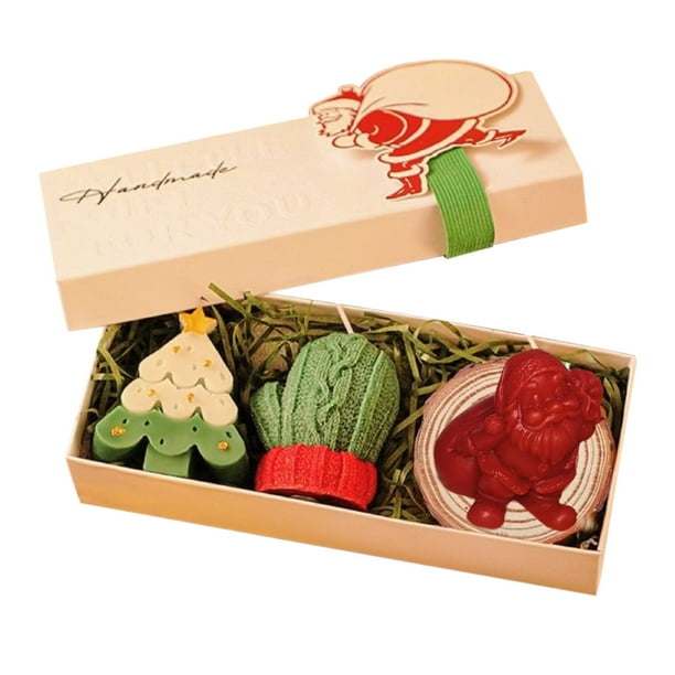 Juego de velas aromáticas navideñas | Caja de regalo con velas para árbol de Navidad | Decoración navideña aromática festiva | Vela navideña de larga duración para Nochebuena | Decoración y regalo