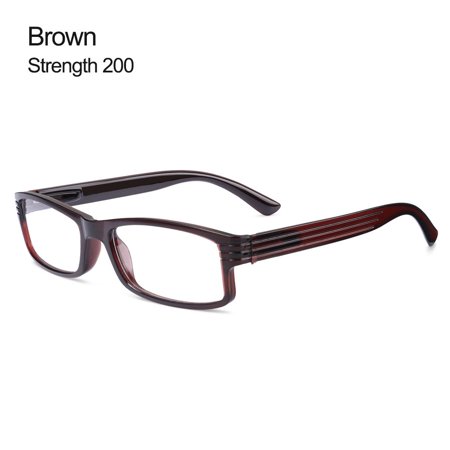 Men Women Portable Comfortable Vintage Ultra Light Frame PC Eyeglasses Reading Glasses Computer Goggles BROWN STRENGTH 200