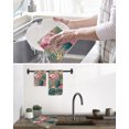 thumbnail image 5 of Summer Flamingo Kitchen Dish Towels for Drying Dishes Set of 2, Vintage Brown Palm Leaves Tropical Botanical Waffle Weave Microfiber Hand Tea Bathroom Towels Quick Dry & Absorbent Towel 12x12, 5 of 7