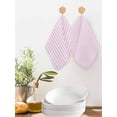 thumbnail image 2 of Pink White Stripe Kitchen Dish Towels for Drying Dishes Set of 2, Modern Minimalist Geometric Striped Waffle Weave Microfiber Hand Tea Bathroom Towels Quick Dry & Absorbent Towel 12x12, 2 of 7