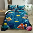 thumbnail image 4 of Blue Ocean Comforter Sets 4 Pcs Tropical Fish Bedding Set Colorful Fish Coral Cute Sea Animal Pattern Ocean Sealife Coastal Bedding Comforter Set, 4 of 10