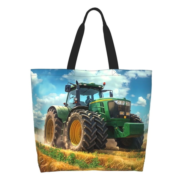 Easygdp Green Tractor Field Bolsas Tote para Mujer, Bolsos de Hombro para Viaje, Bolsos de Mano de Gran Capacidad para Compras y Trabajo