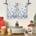 thumbnail image 2 of Sm:)e Floral Leaves Hummingbird Royal Blue Porcelain Kitchen Towels Dish Towels, 18x26 Inch Seasonal Butterflies Decoration Hand Towels Set of 2, 2 of 6
