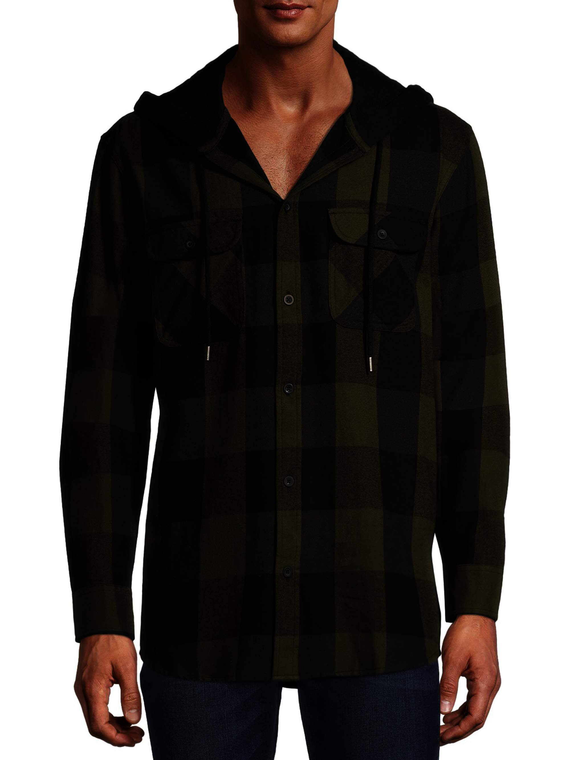 No Boundaries No Boundaries Men's Hooded Flannel Shirt up to Size 5XL