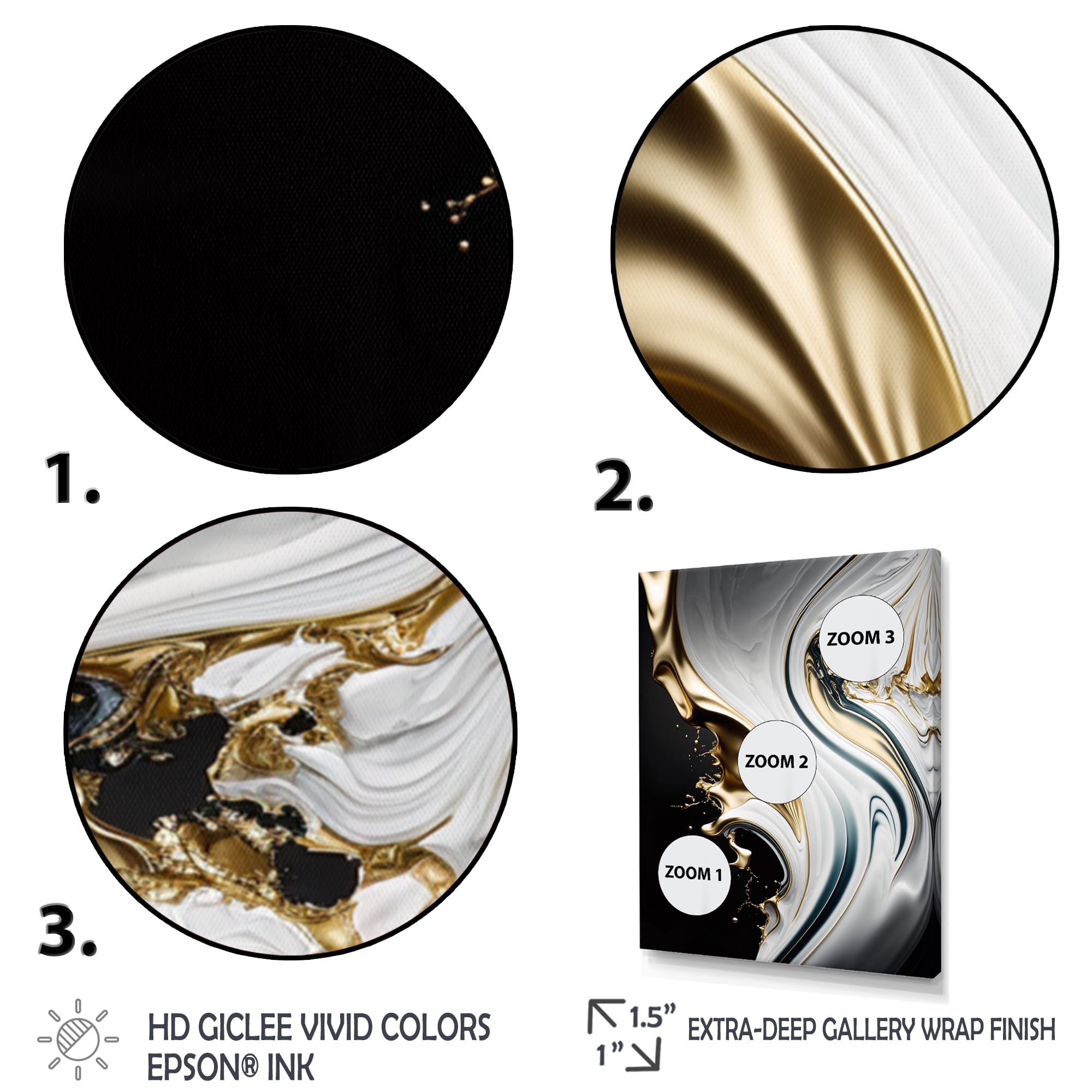 Designart Abstract Geode Marble Waves White I Canvas Wall Art