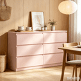 thumbnail image 3 of Ktaxon 6 Drawer Double Dresser Wood Dresser Storage Cabinet Drawer Organizer Chest Of Drawers, Pink, 3 of 7