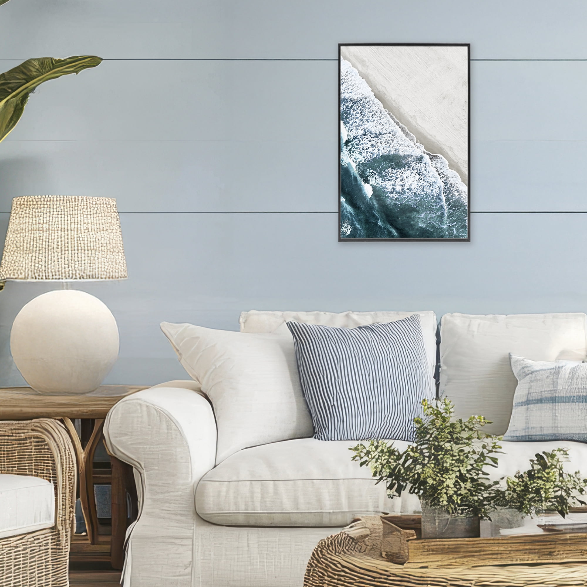 Stupell Industries Corolla Beach Breezy Shoreline Black Framed Giclee Art, design by Natalie Carpentieri