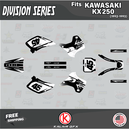 Kalair GFX Graphics Kit for Kawasaki KX250 (1992-1993) Division Series Kalair GFX Graphics Kit for Kawasaki KX250 (1992-1993) Division Series